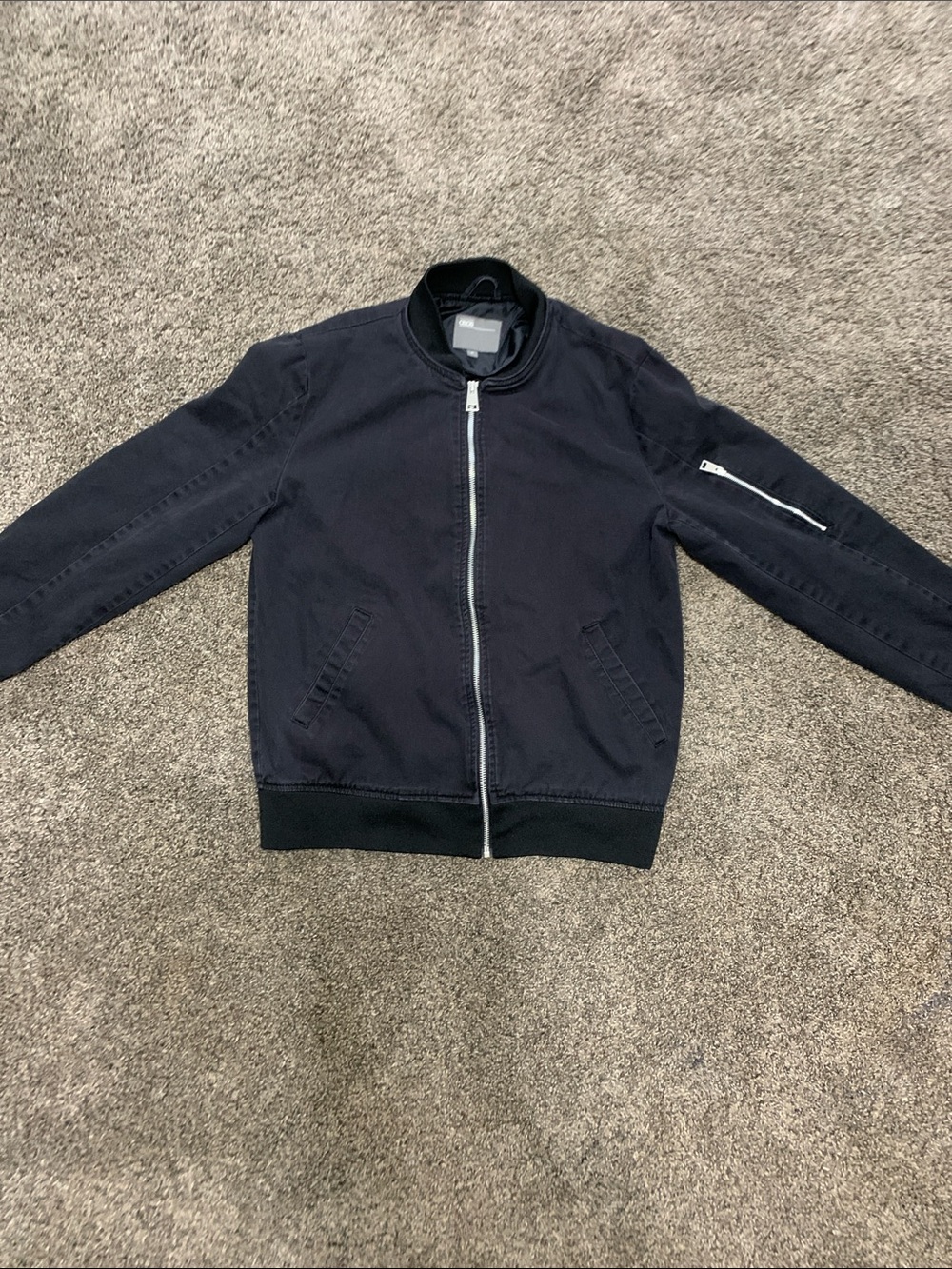 ASOS Black Bomber Jacket with Zip Sleeve Pocket